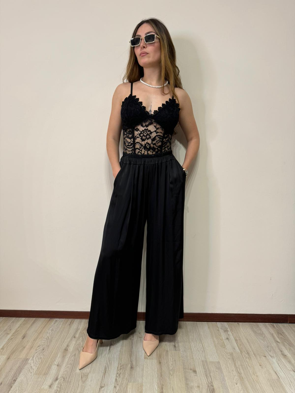 Pantalone satin nero