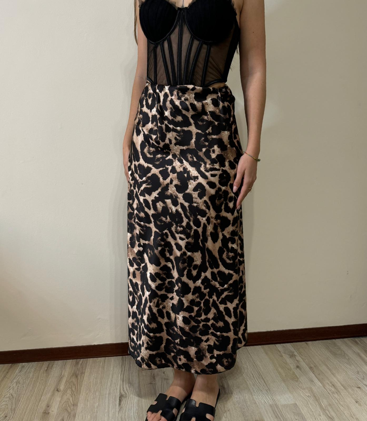 Gonna raso leopardata