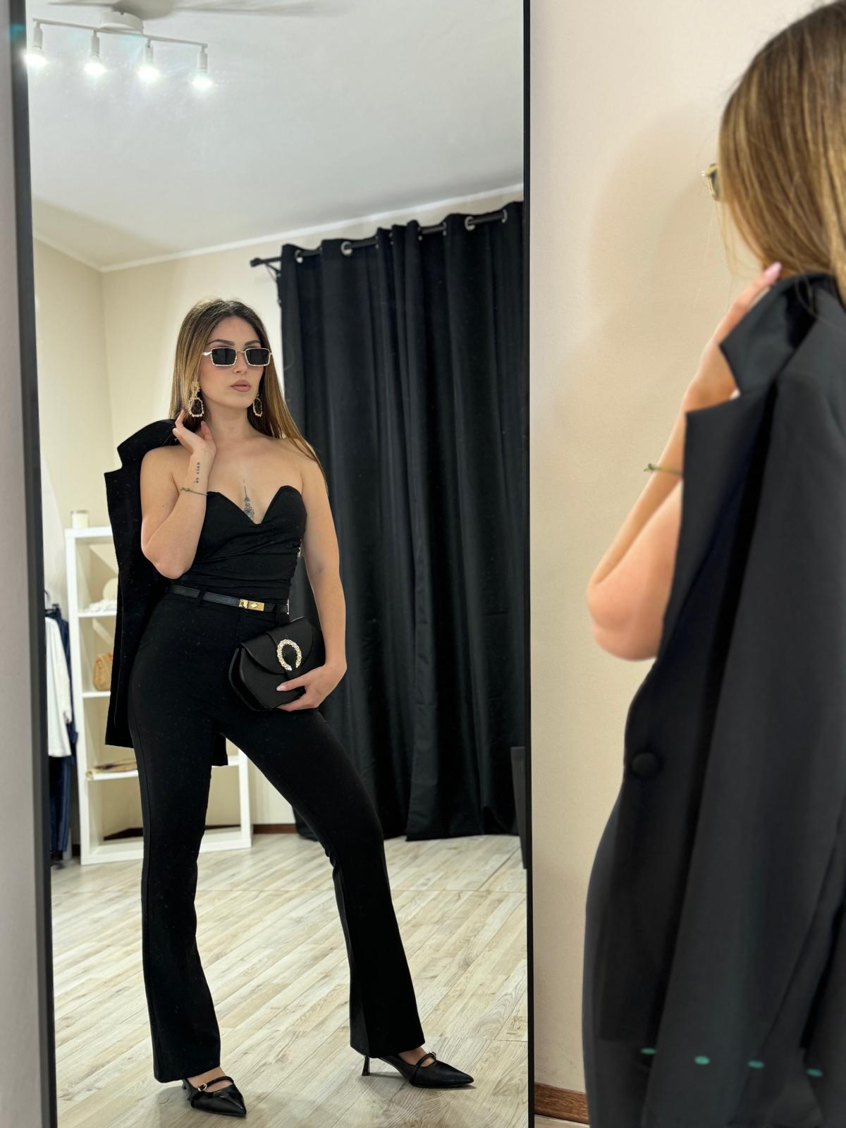 Pantalone elegante zampa nero