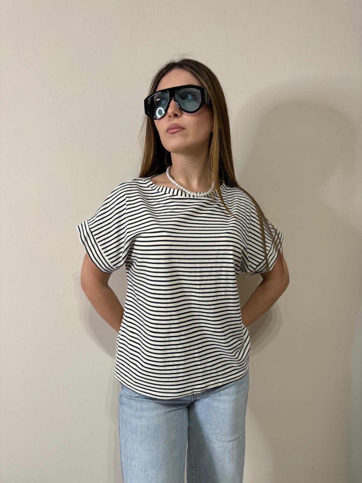 T-shirt m/c blue&white