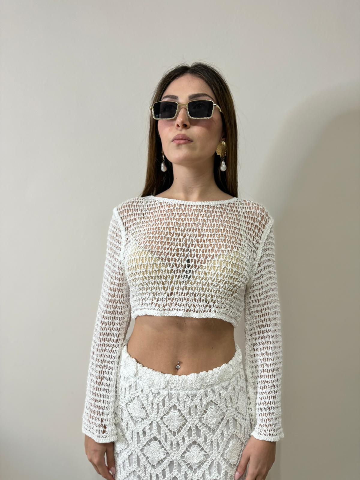 Maglia traforata bianca