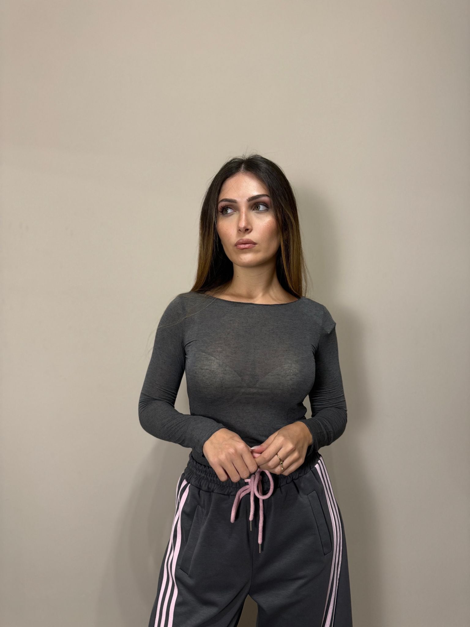 Maglia mistocashemere trasparenza Gemma grey