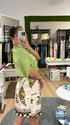 Gonna pareo tigri e quadri beige