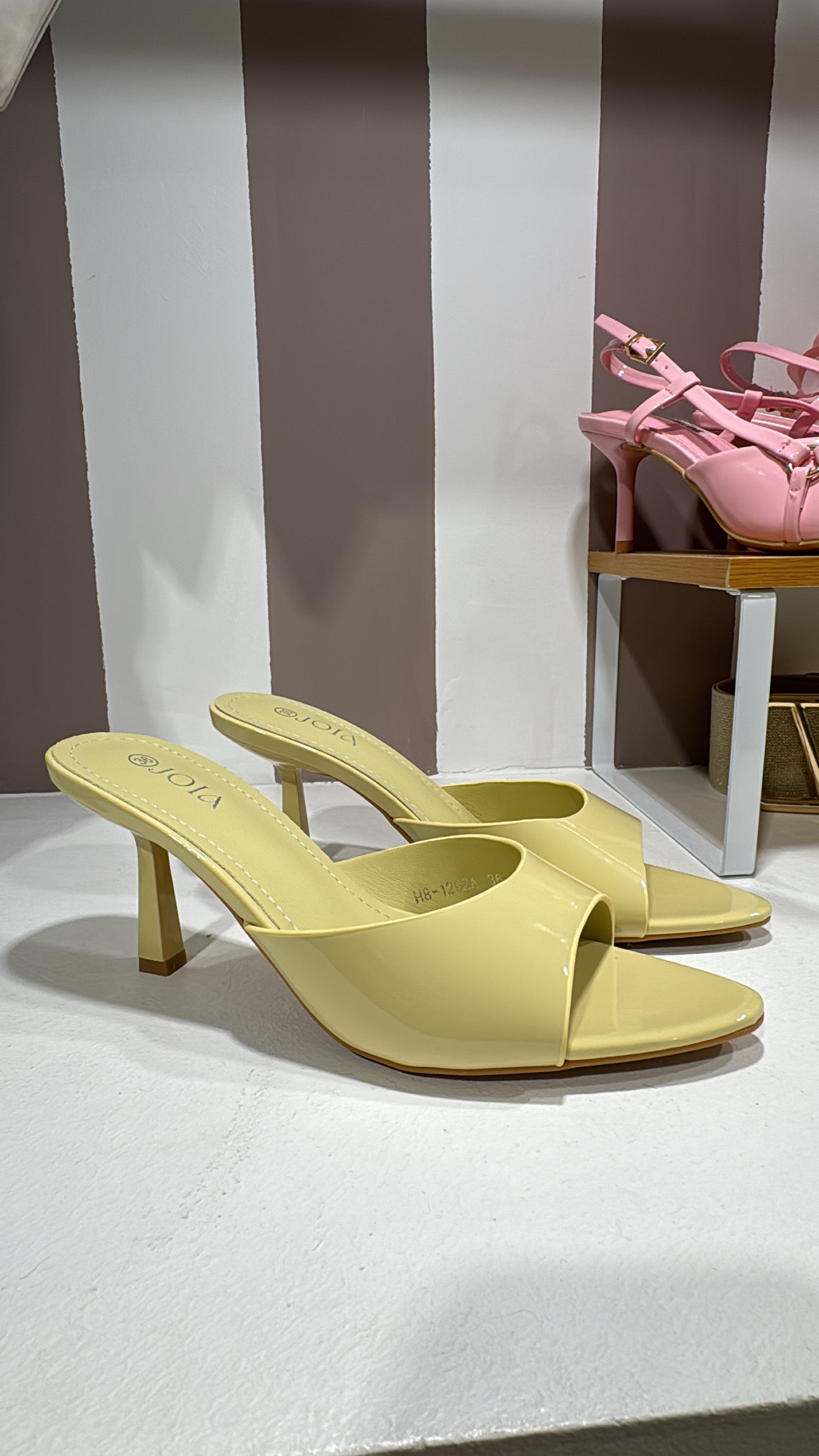 Mules tacco 8 yellow lucide