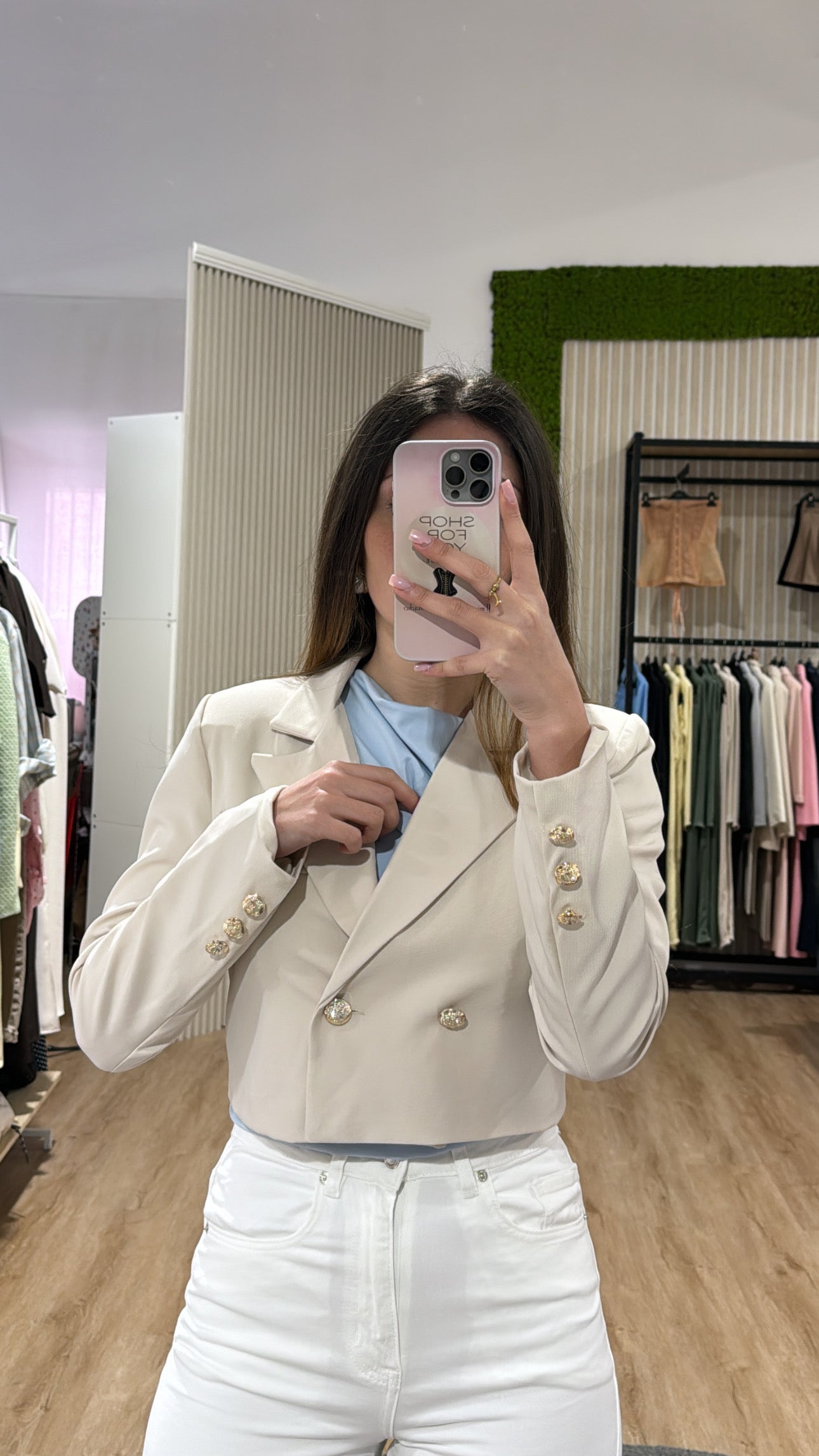 Blazer crop beige