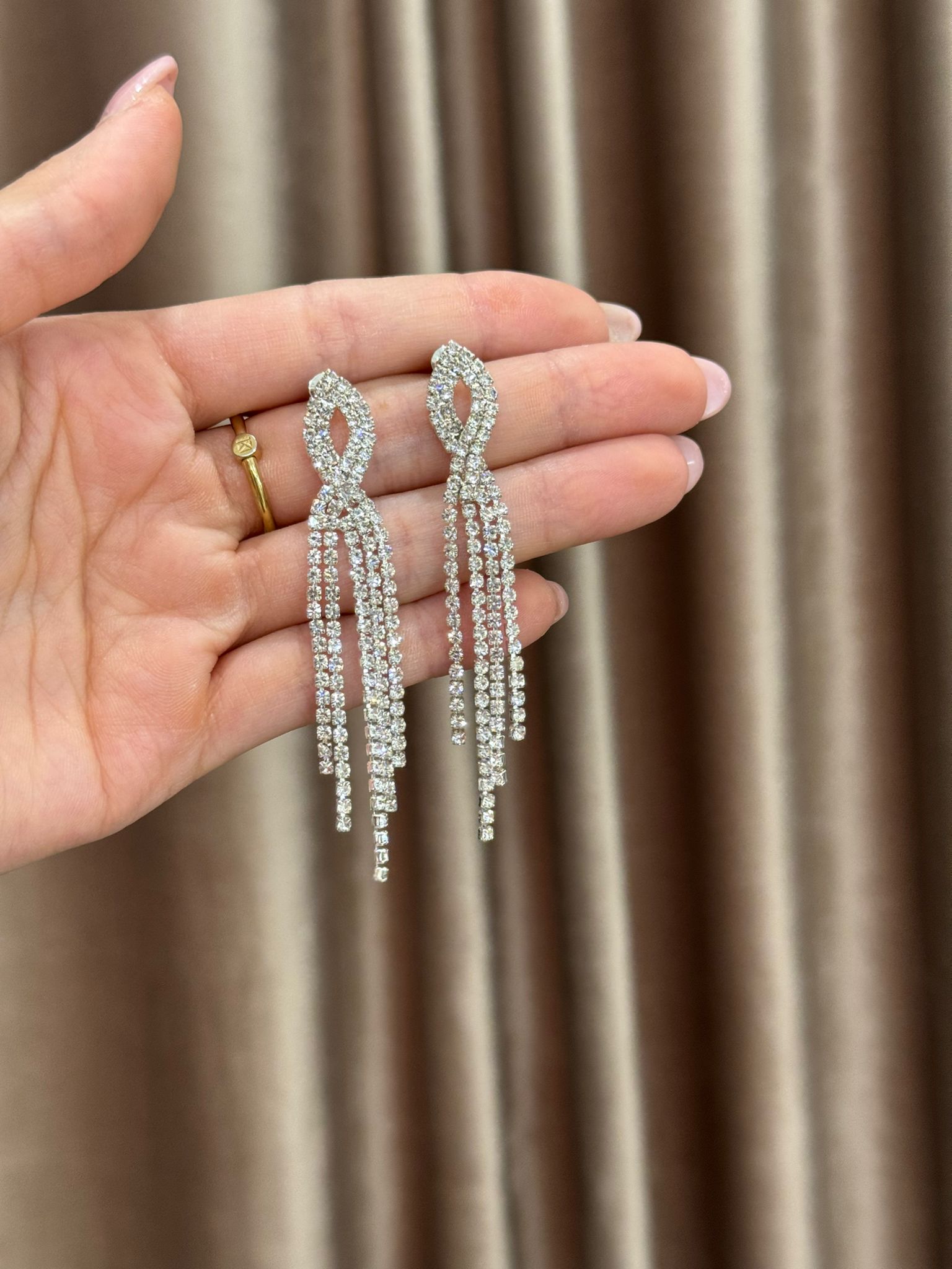 Orecchini strass pendenti argento