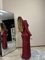 Abito paillettes Ariana bordeaux