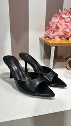 Ciabattina con tacco in ecopelle black