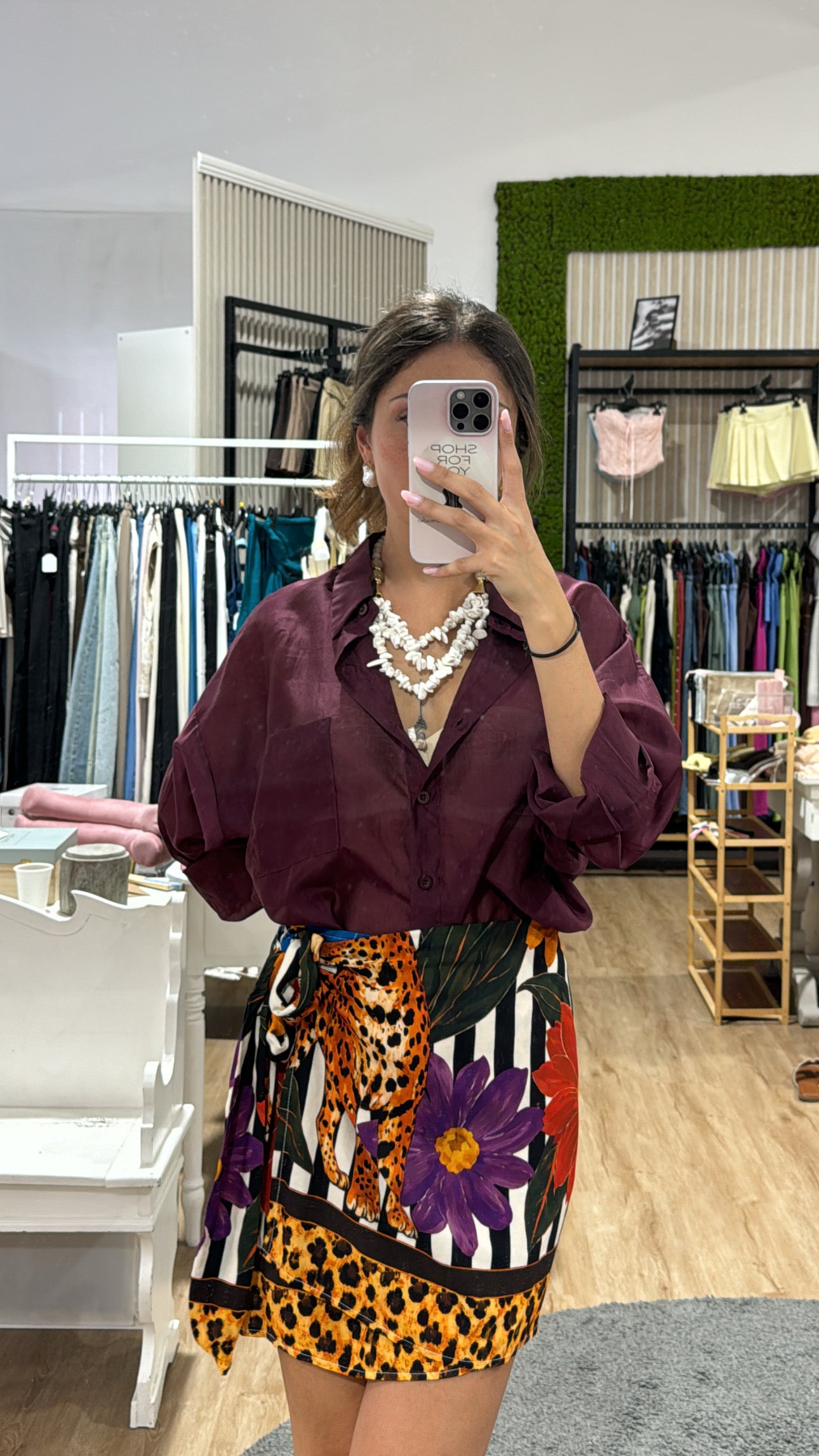 Camicia velata bordeaux