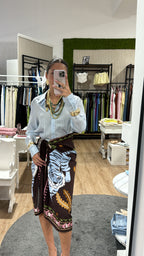 Gonna pareo lunga tigre azzurra/choco