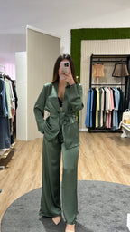 Tailleur raso Millie verde