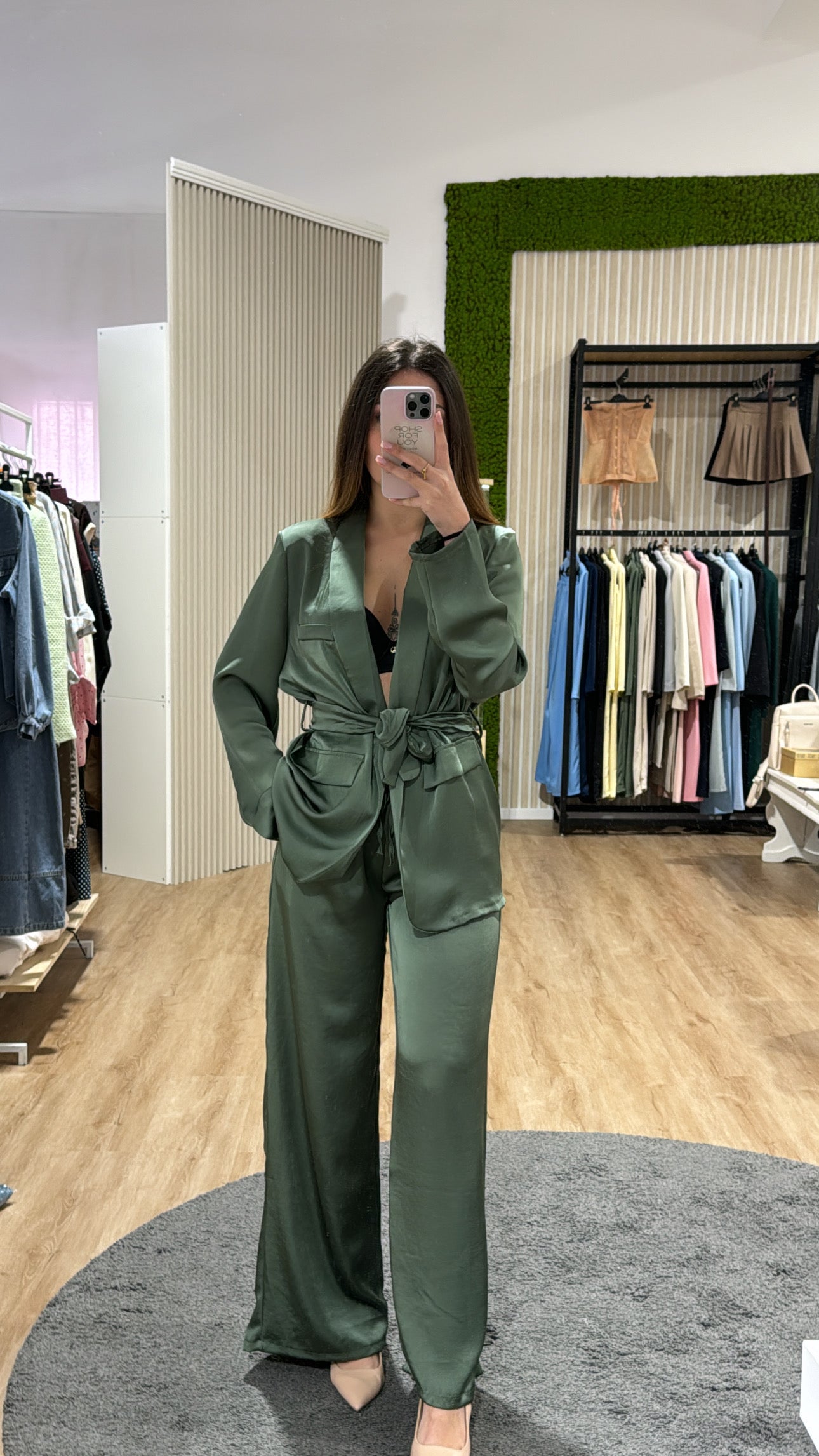 Tailleur raso Millie verde