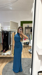 Abito Sandy lungo blu petrolio