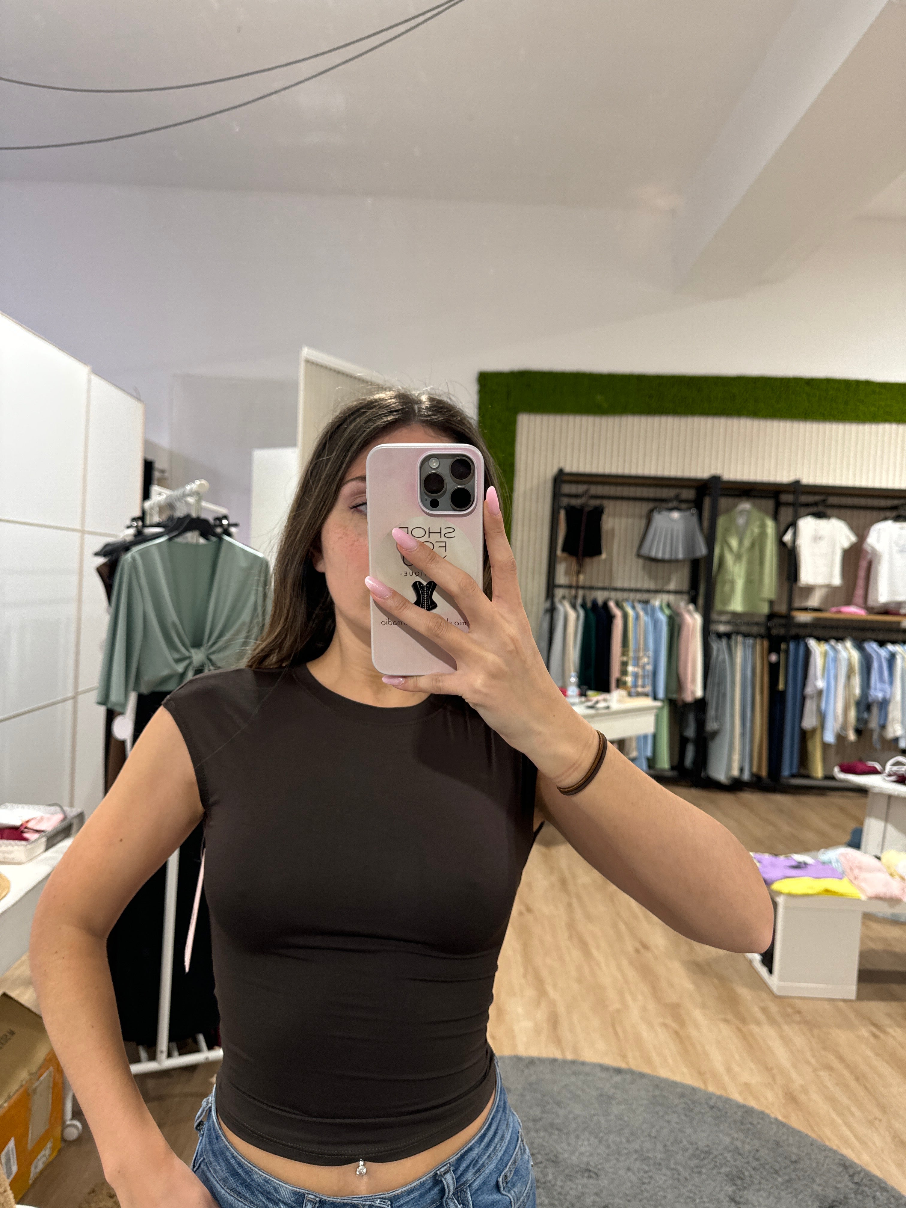 T-shirt scollo schiena choco