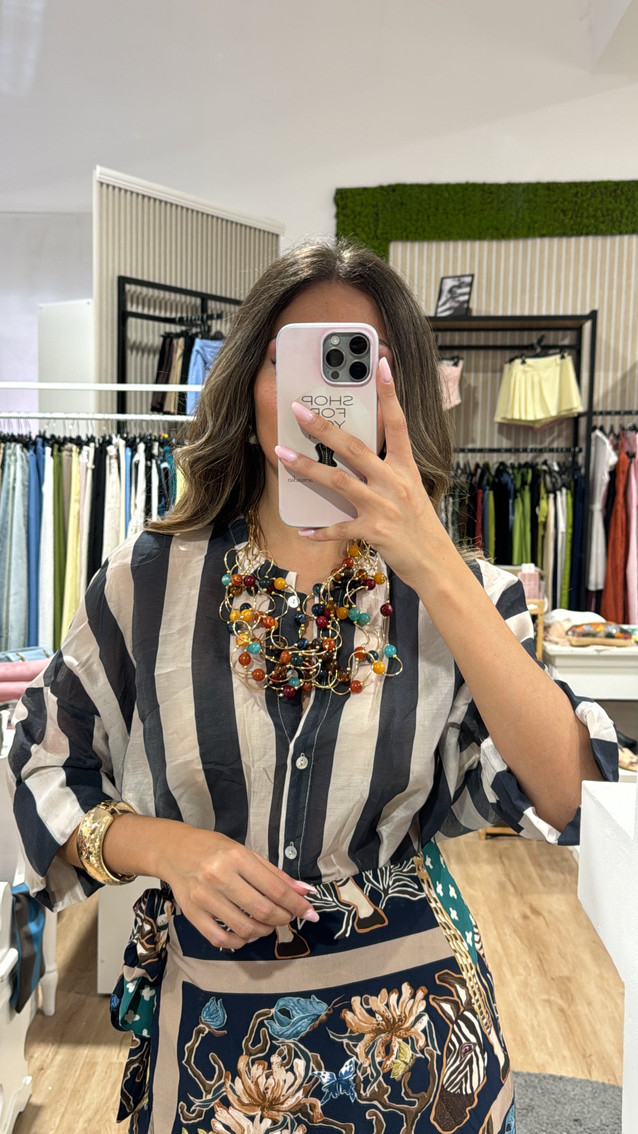 Camicia velata righe coreana white/blu