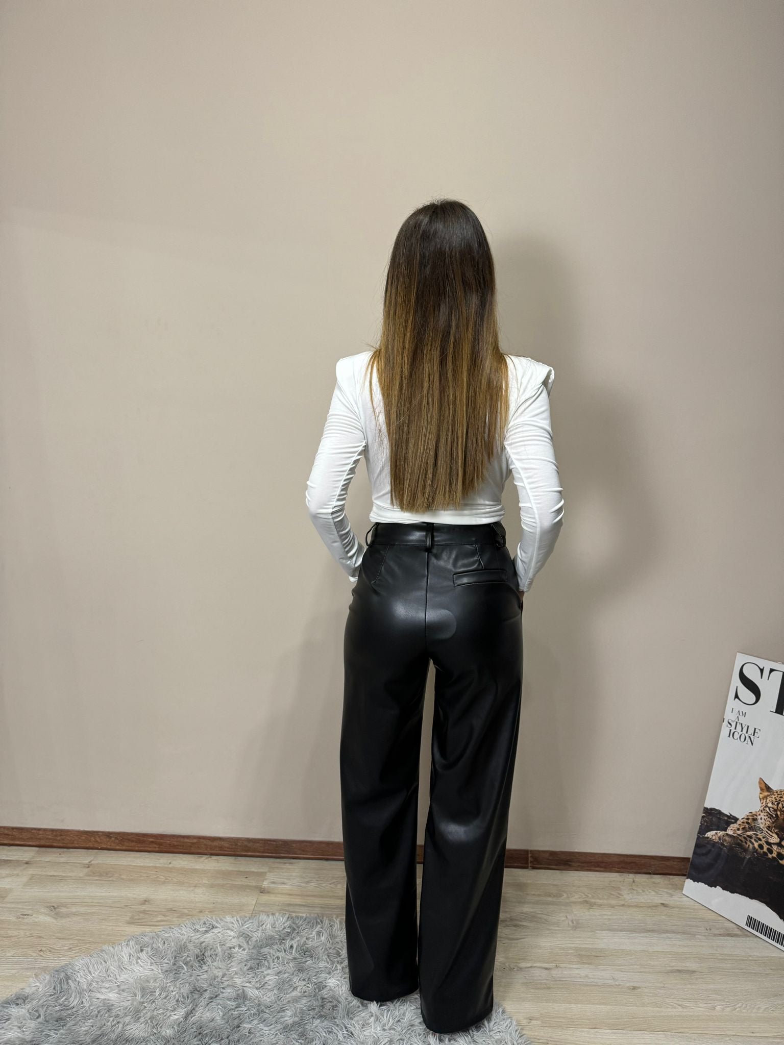 Pantalone ecopelle black