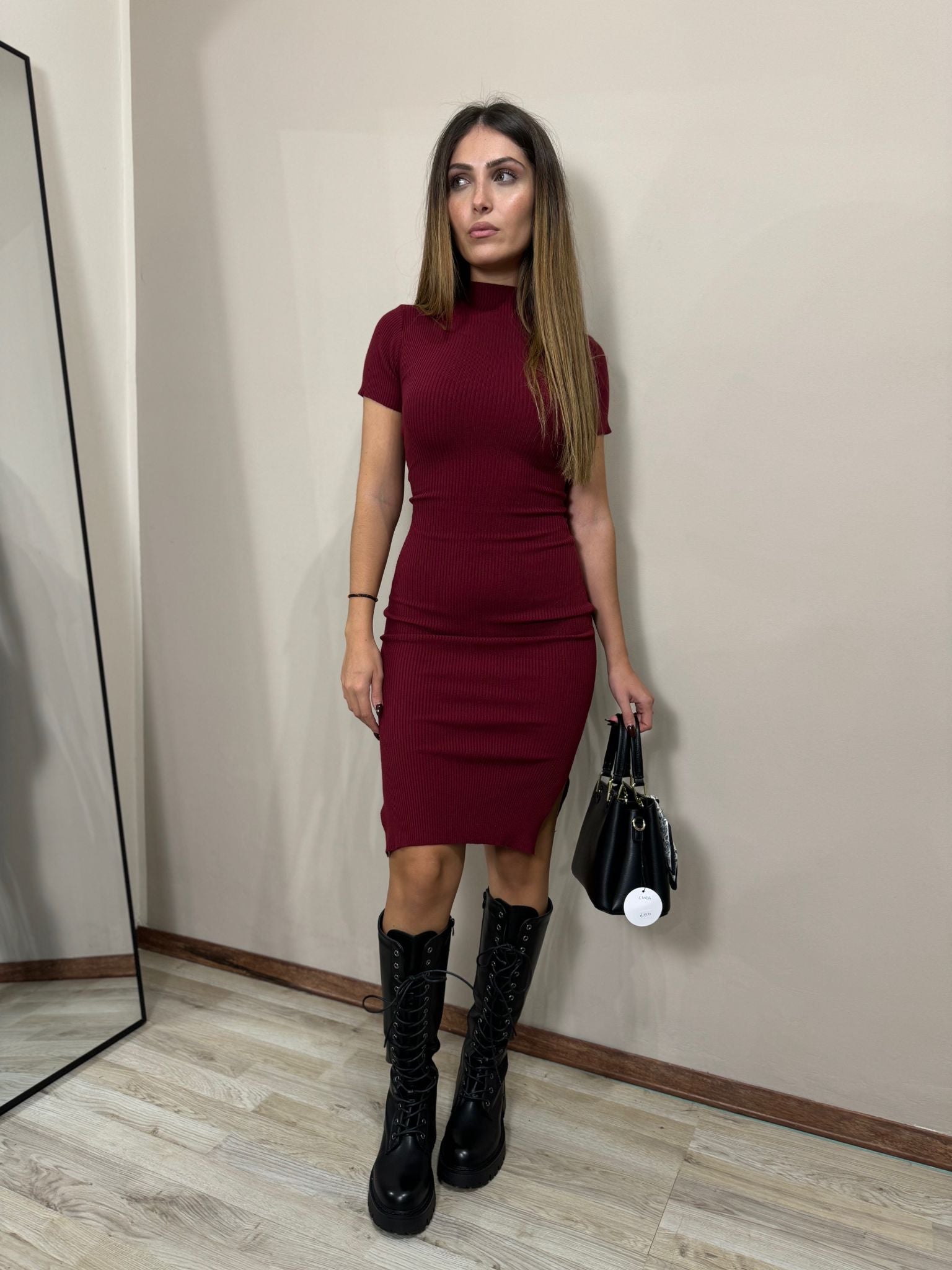 Abito in maglia Zelda bordeaux