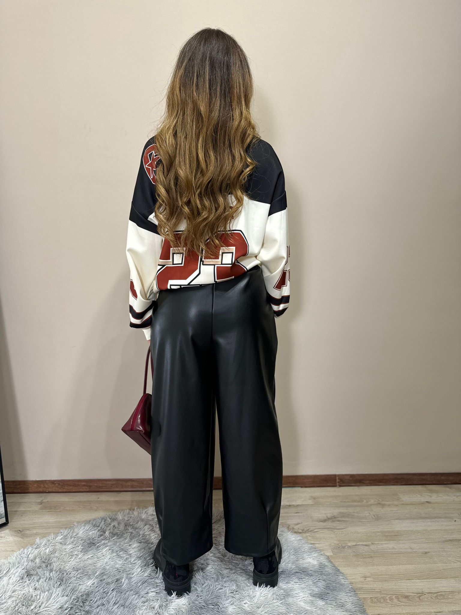 Pantalone ecopelle nero