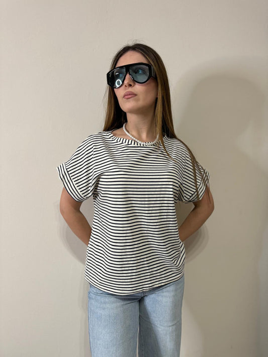 T-shirt m/c blue&white
