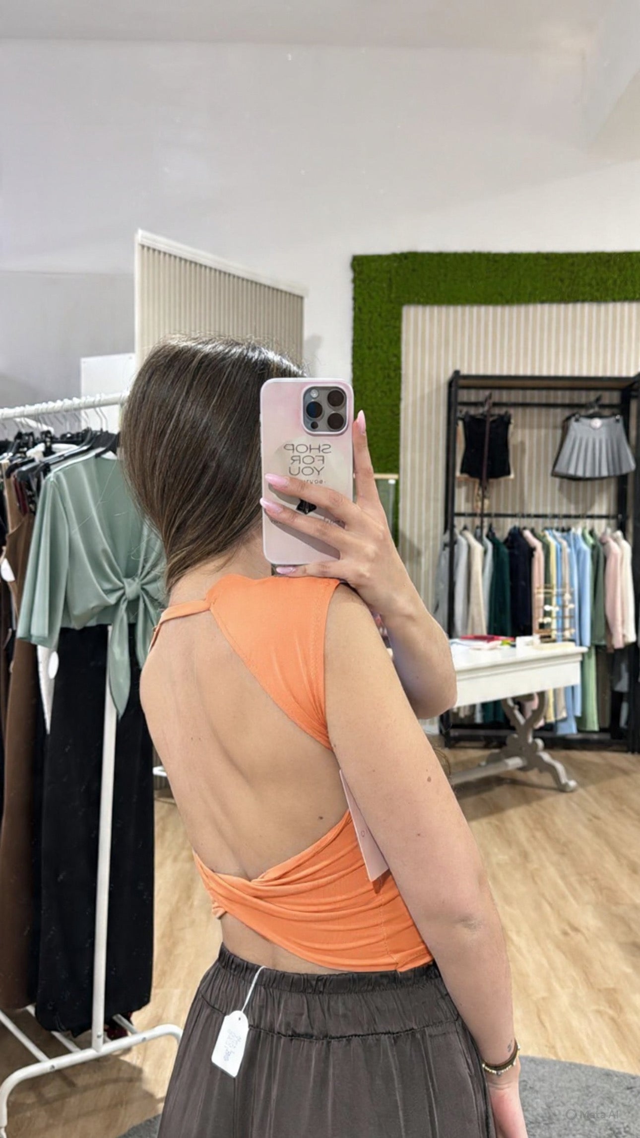 T-shirt scollo schiena arancio