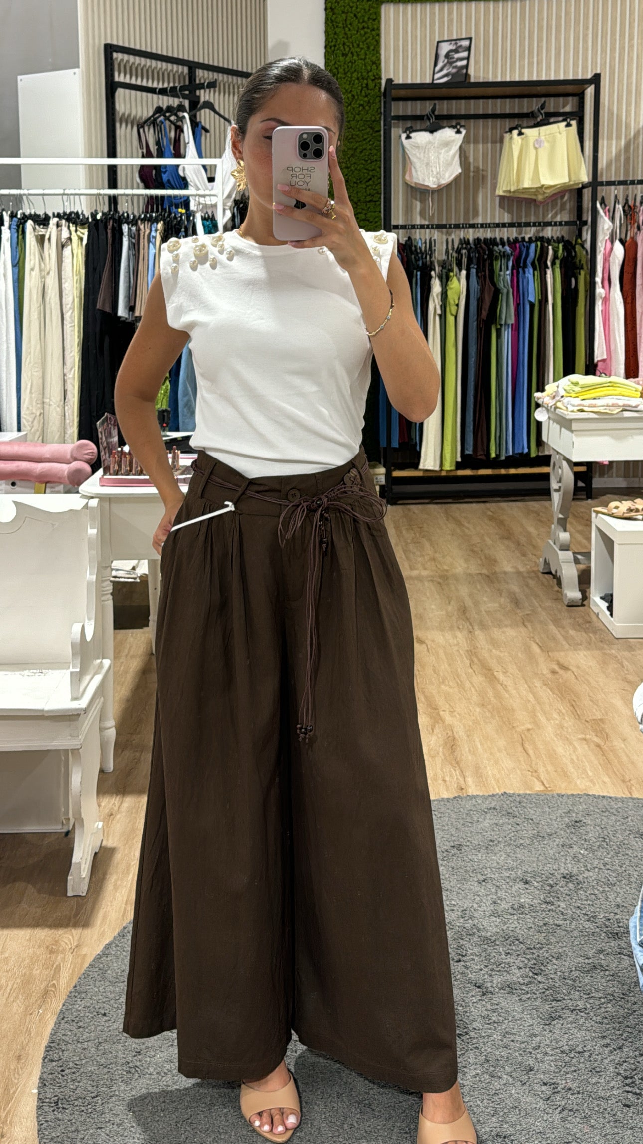 Pantaloni Zante in lino choco