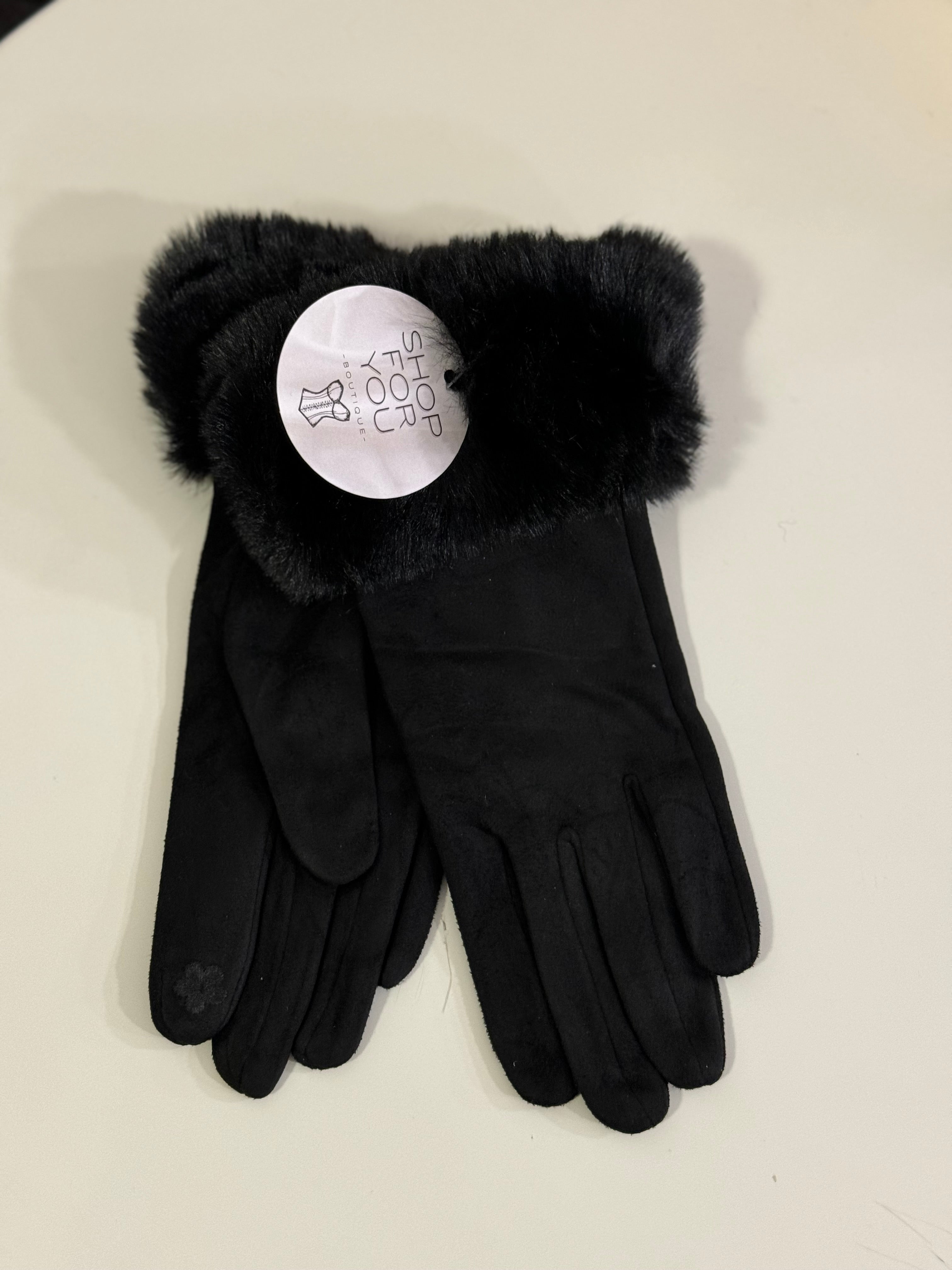 Guanti Perla con pellicciotto black