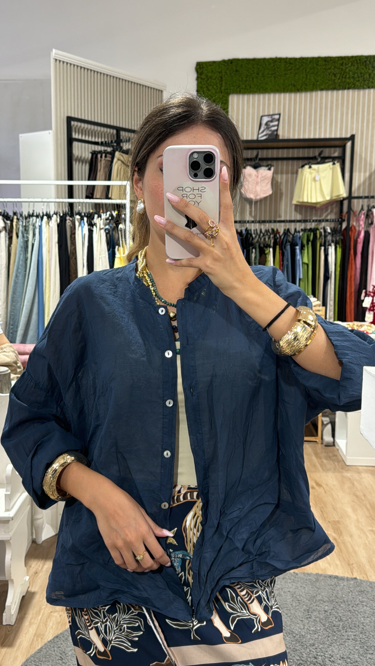 Camicia 100% cotone blu