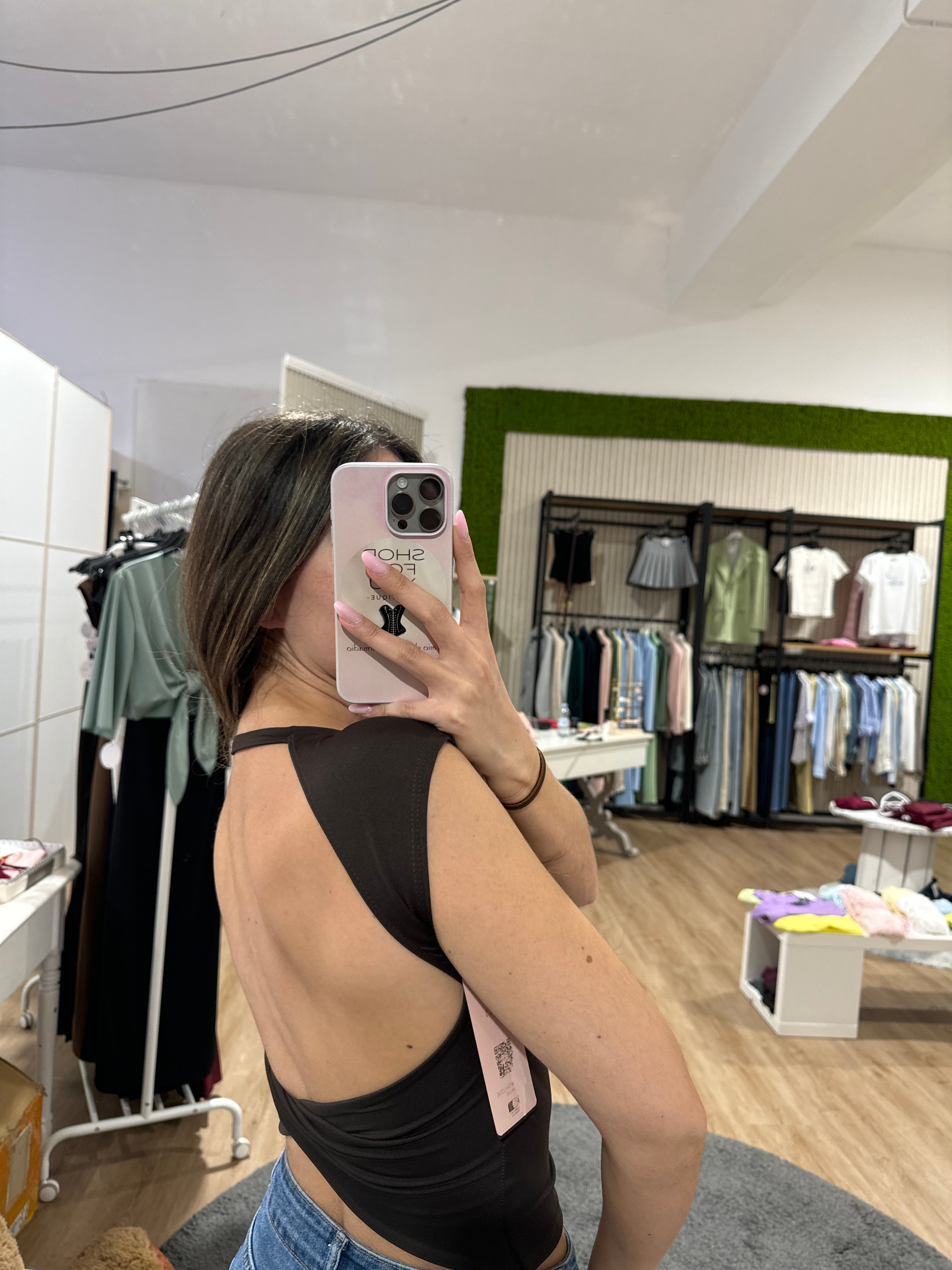 T-shirt scollo schiena choco