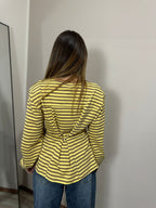Maglia Alessia con spalline e bottoncino choco/yellow