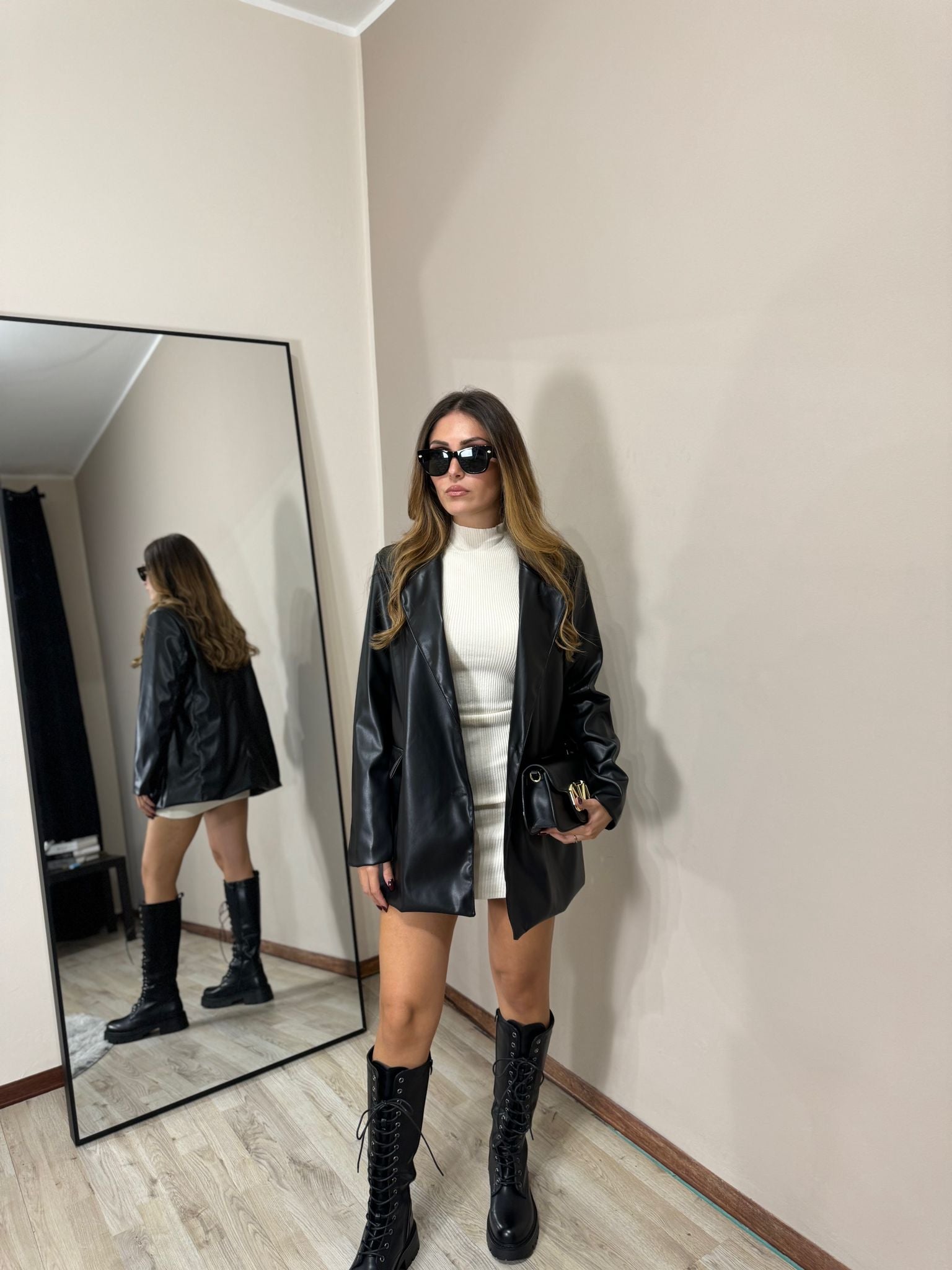 Blazer lungo ecopelle