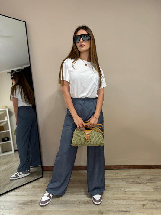 Pantalone wide leg jeansato