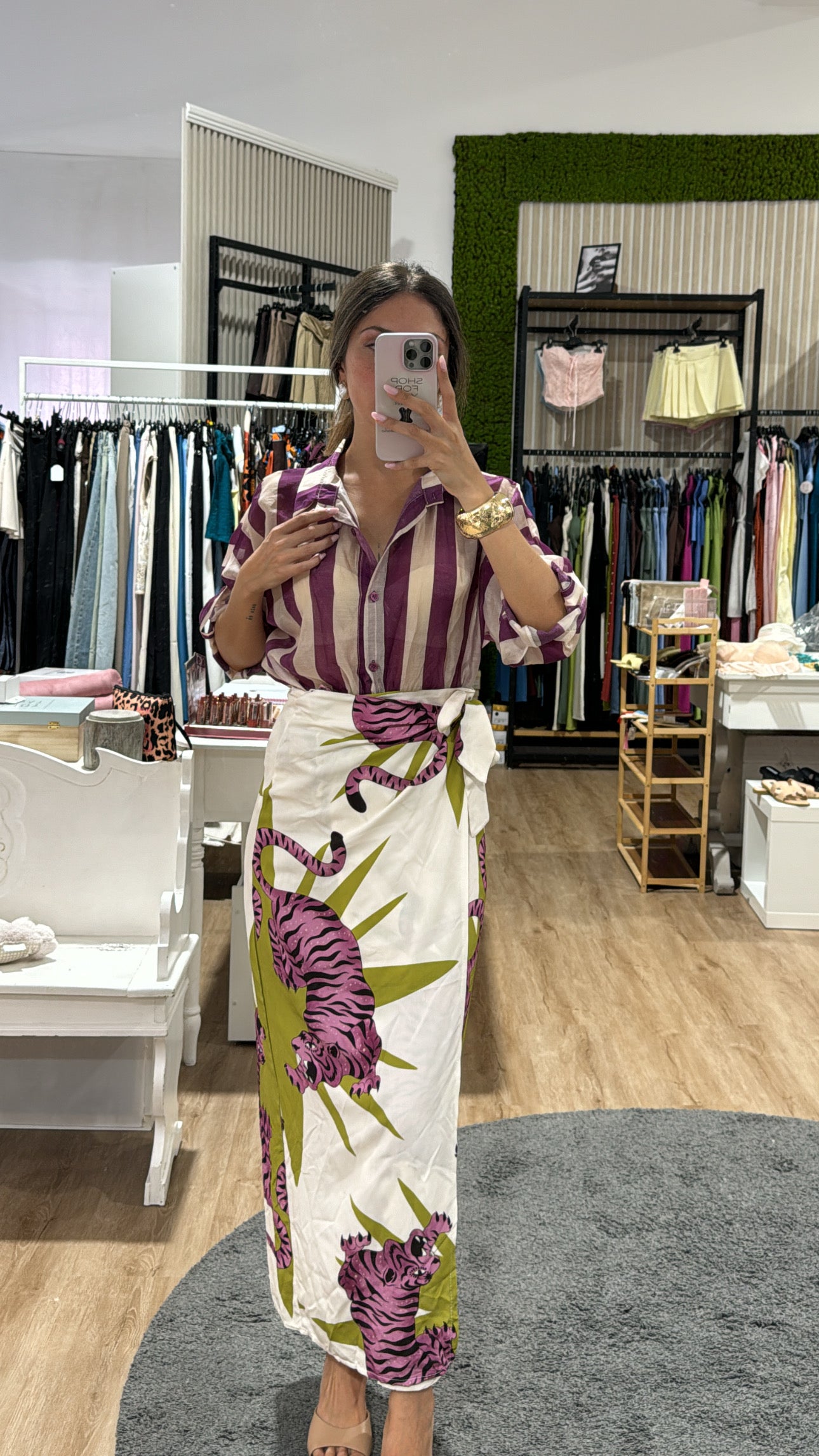 Gonna pareo lunga PANTERA rosa/lime