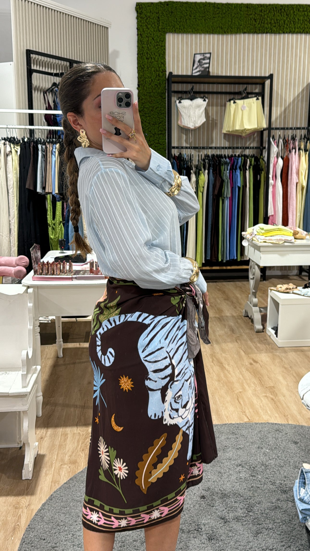 Gonna pareo lunga tigre azzurra/choco