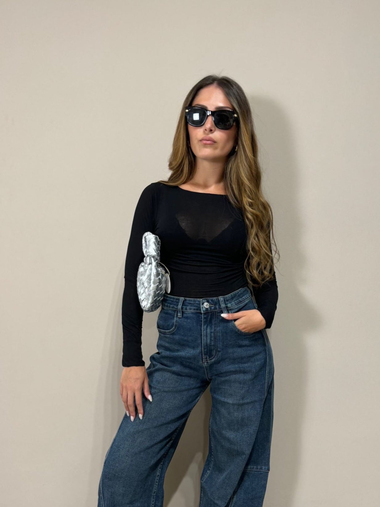 Maglia mistocashemere trasparenza Gemma nera