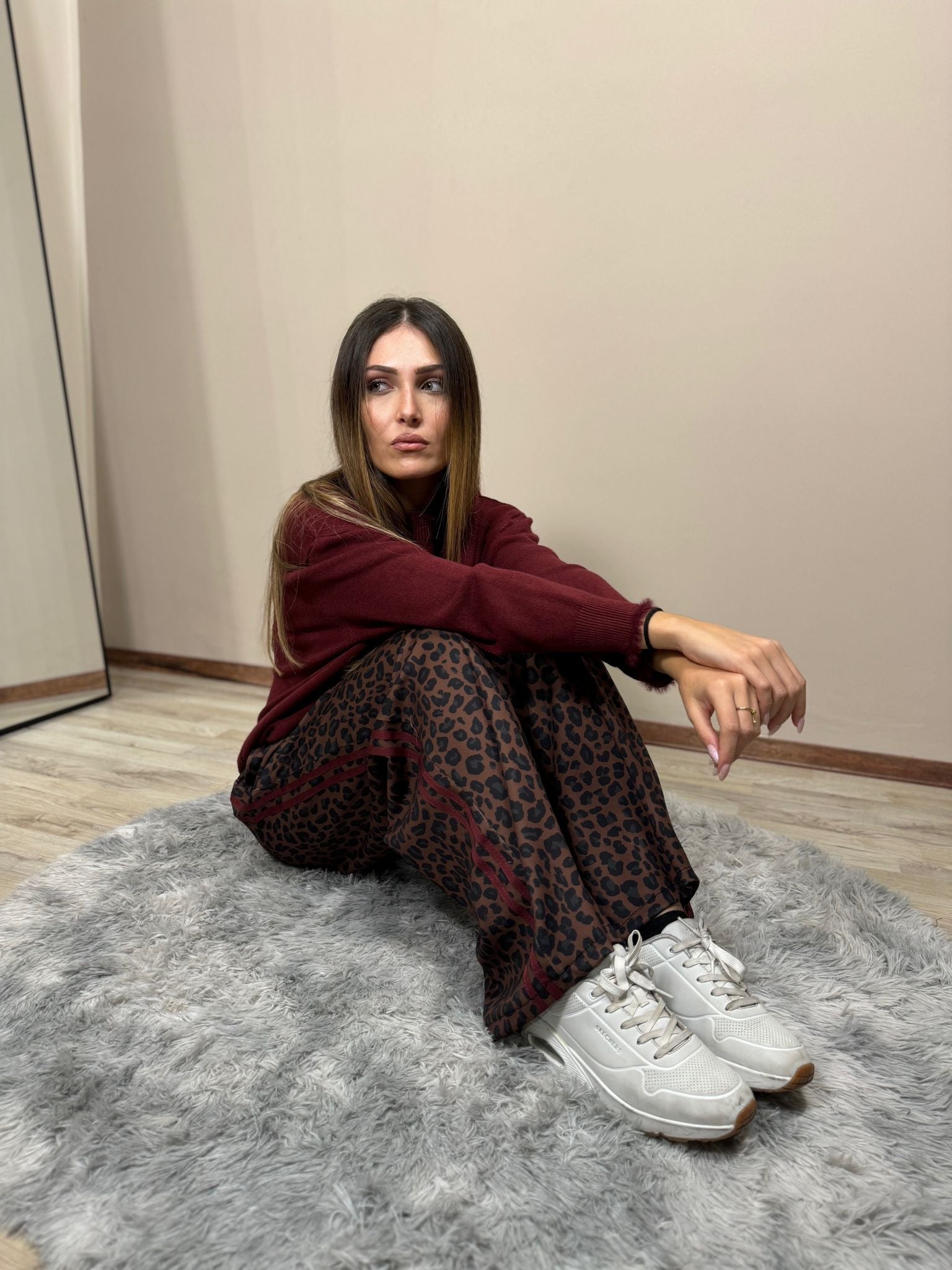 Pantatuta leopardato strisce bordeaux