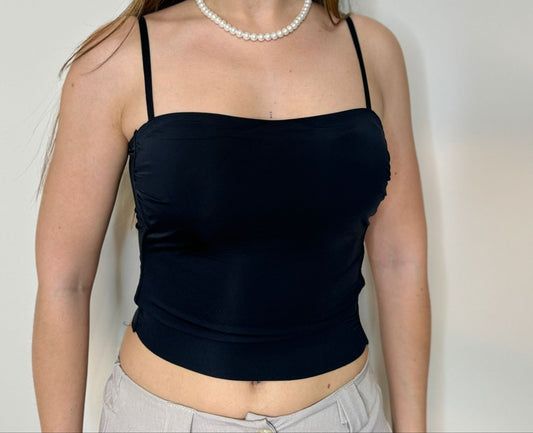 Top bretelle in lycra nero