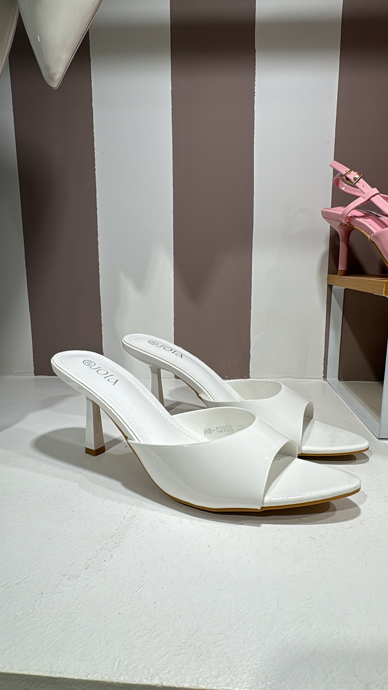 Mules tacco 8 white lucide