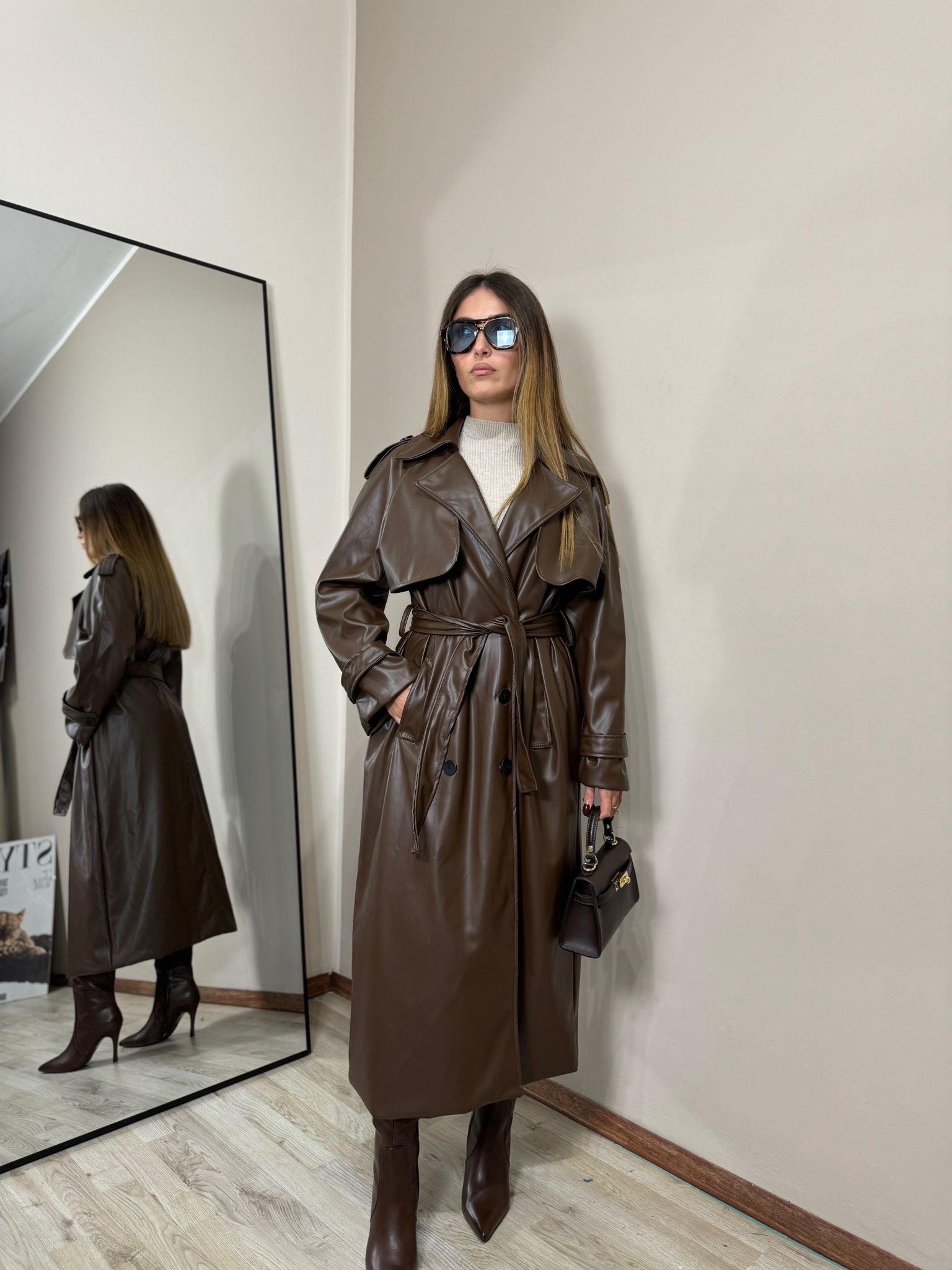 Trench ecopelle imbottito choco