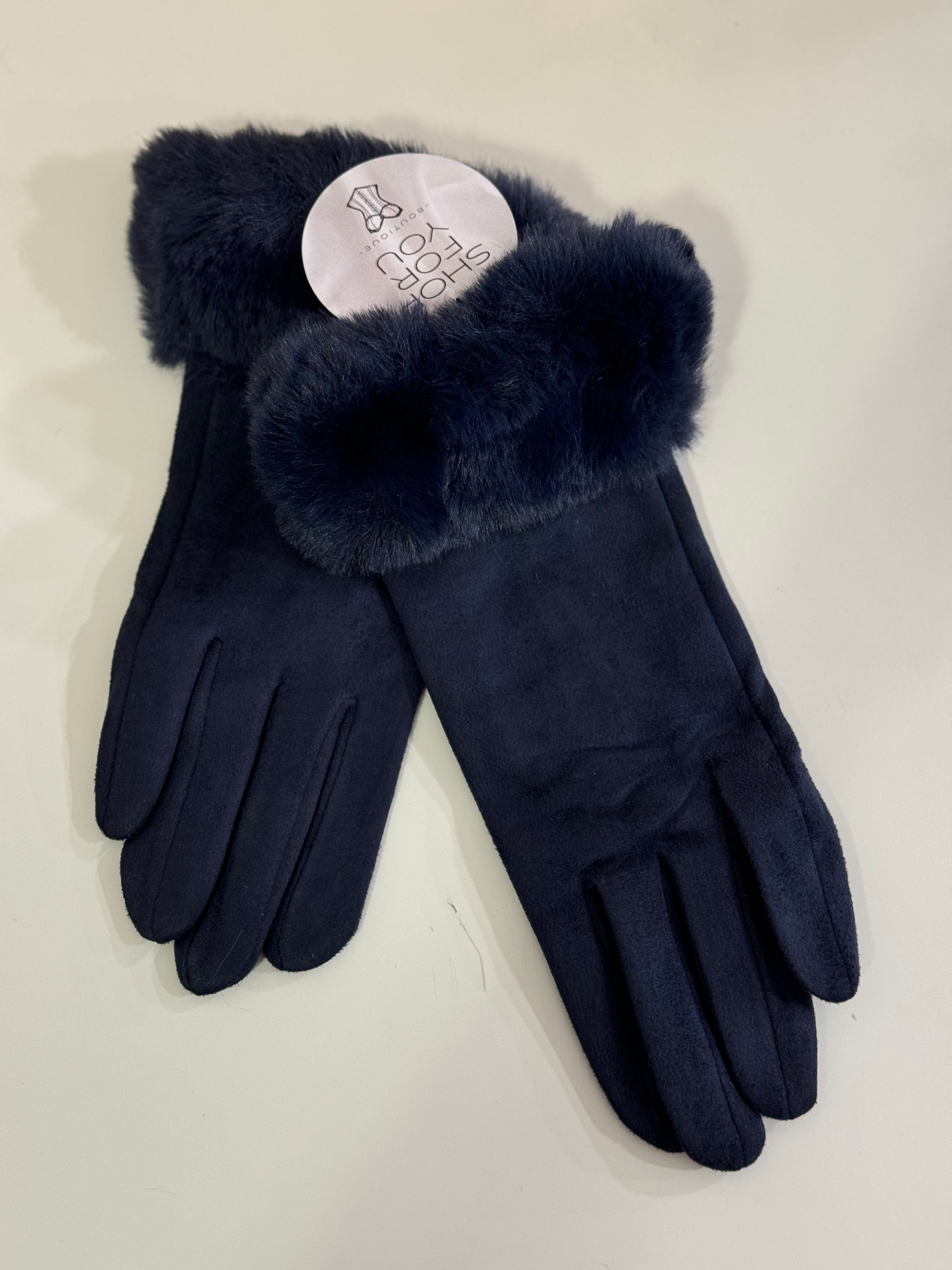 Guanti Perla con pellicciotto blu