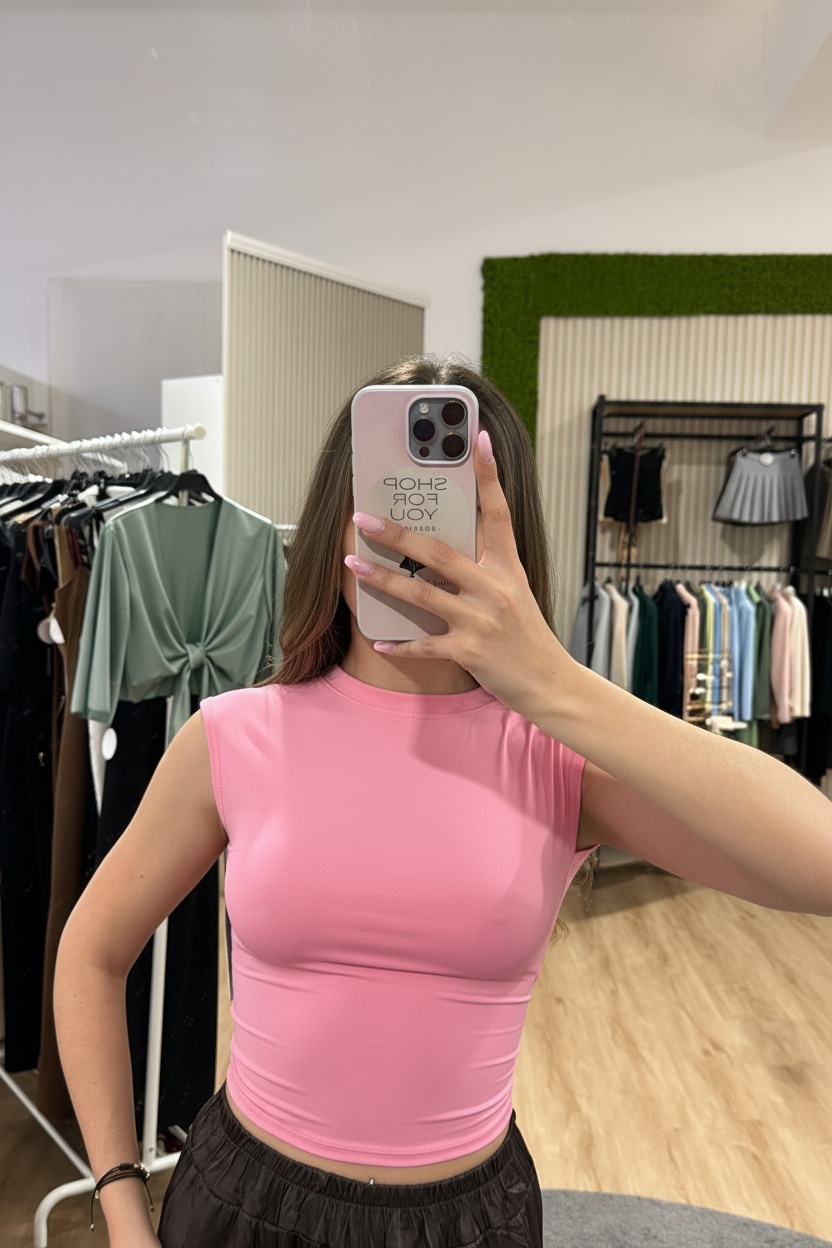 T-shirt scollo schiena pink