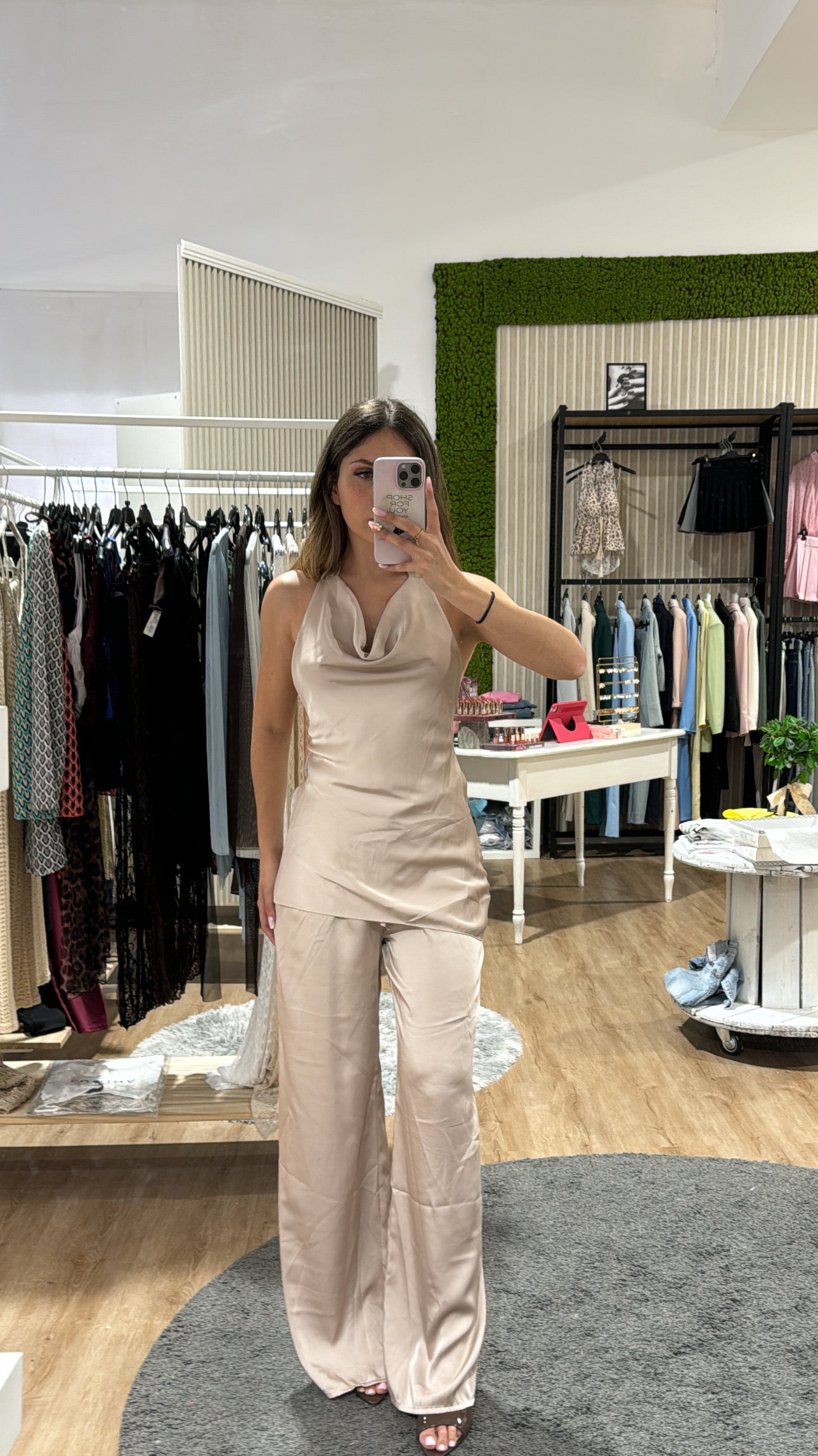 Coordinato Melita raso champagne