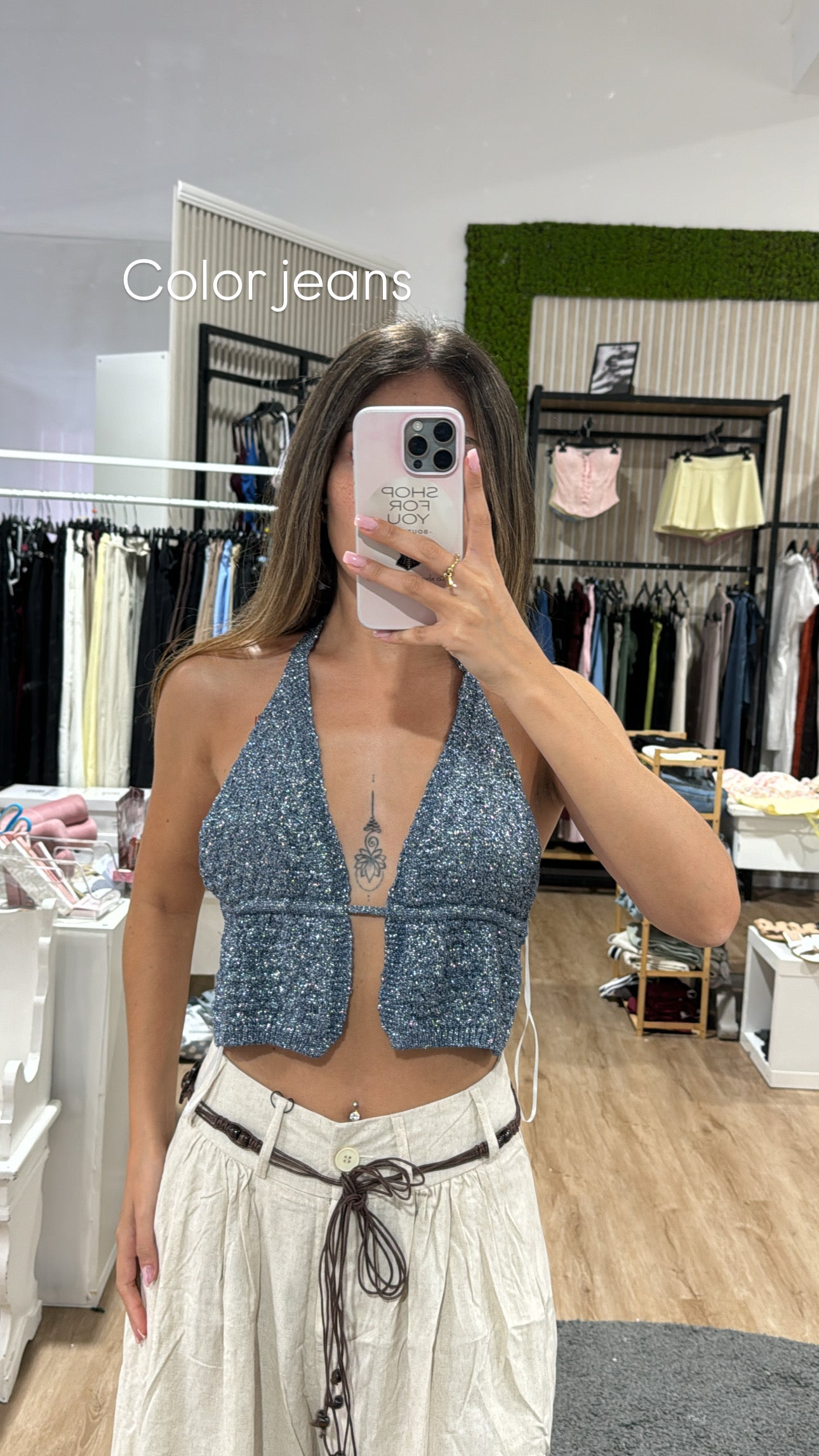Top lurex color jeans