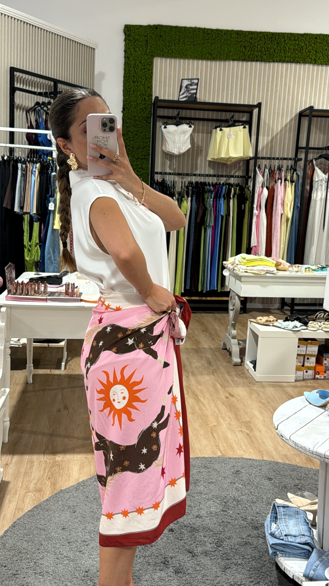 Gonna pareo lunga cavallucci rosa