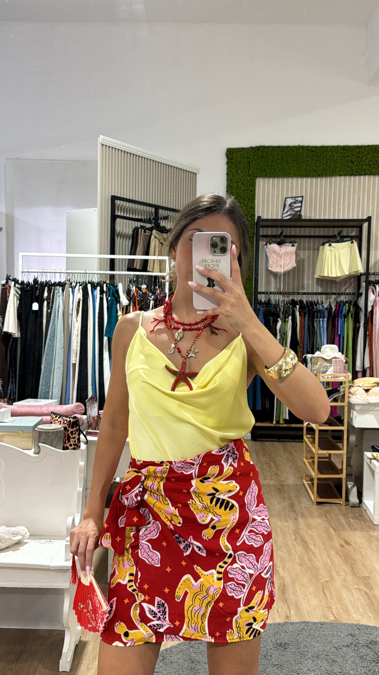 Gonna pareo GATTO giallo/rosso