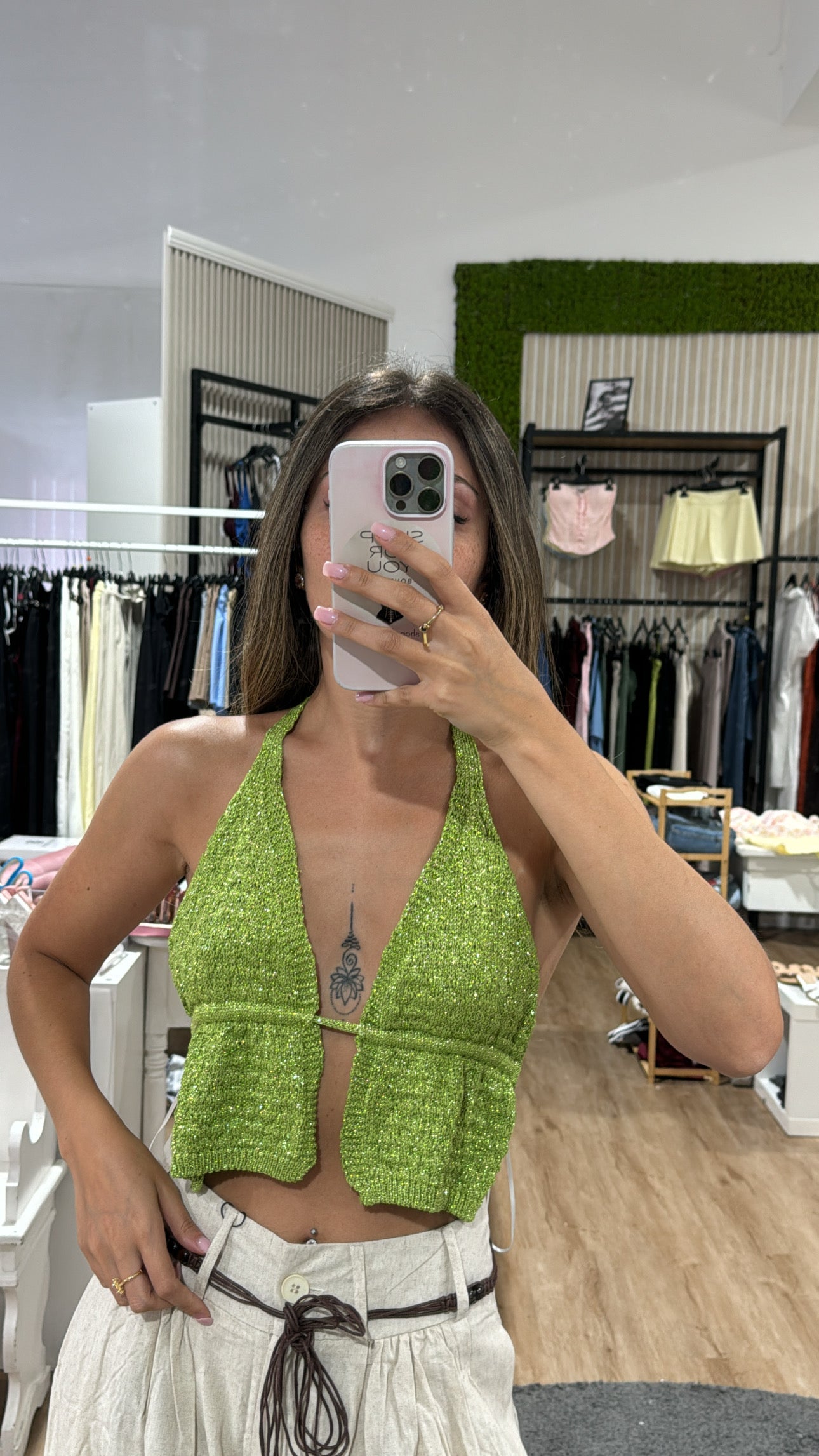 Top lurex lime
