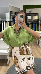 Gonna pareo tigri e quadri beige