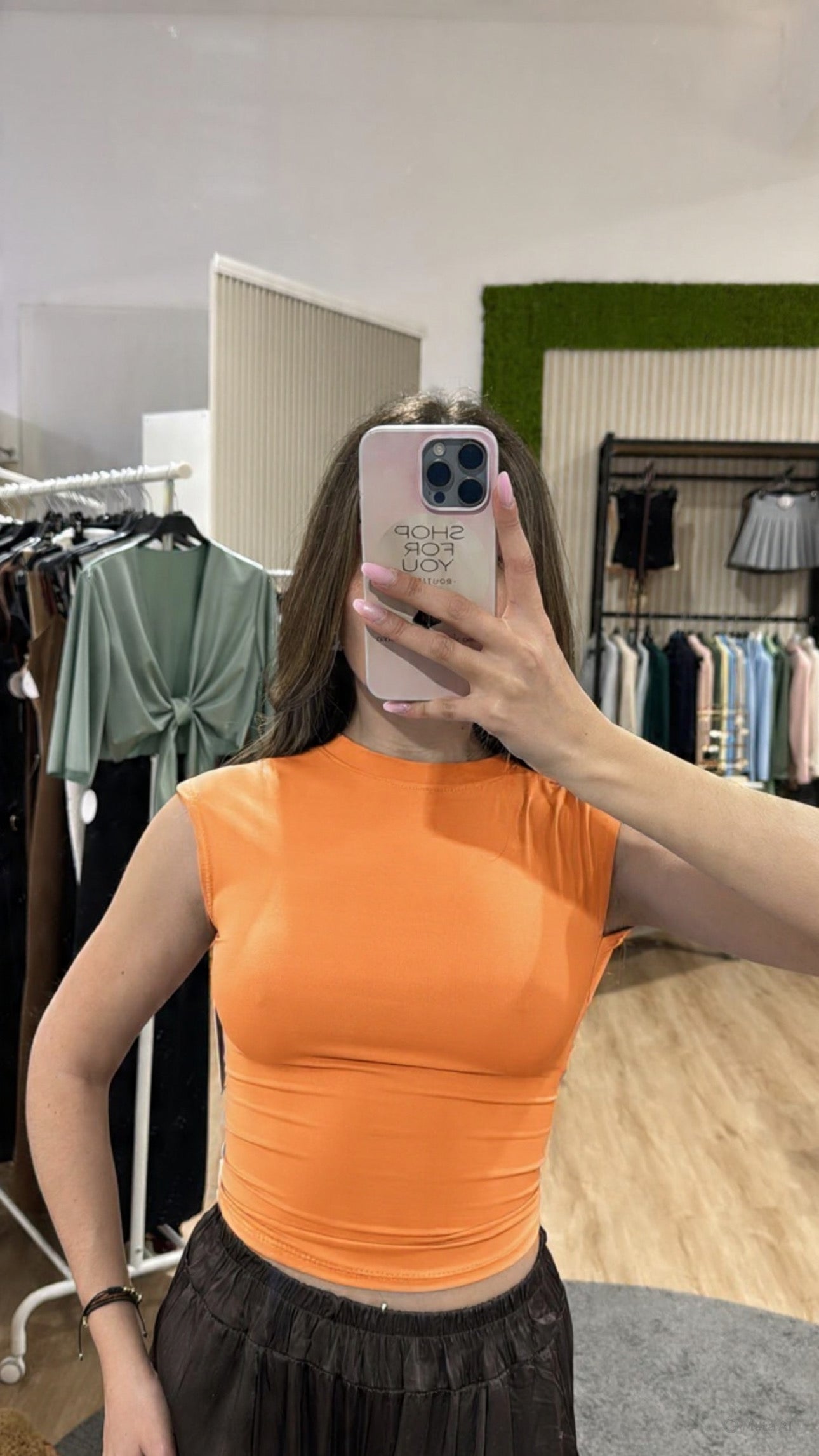 T-shirt scollo schiena arancio