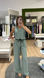 Coordinato Gilet verde salvia