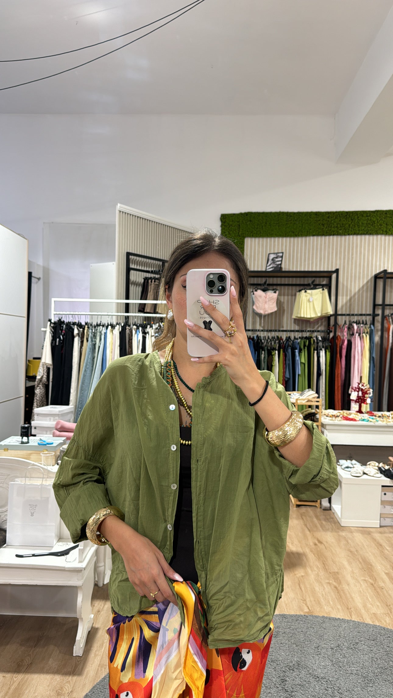 Camicia 100% cotone verde