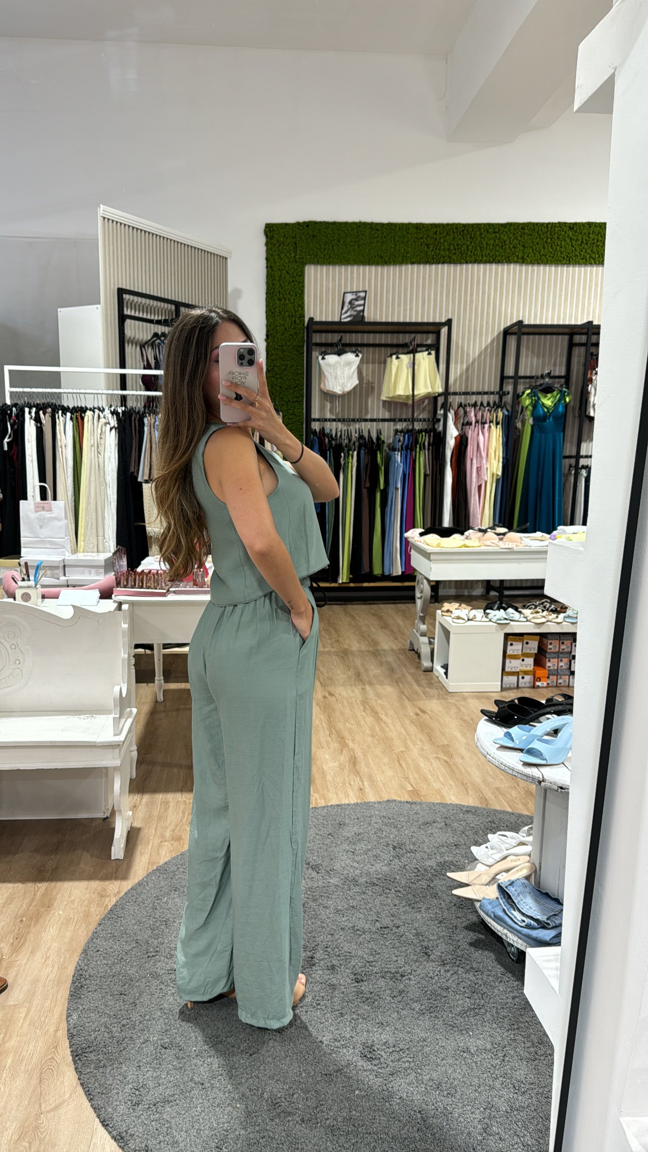 Coordinato Gilet verde salvia